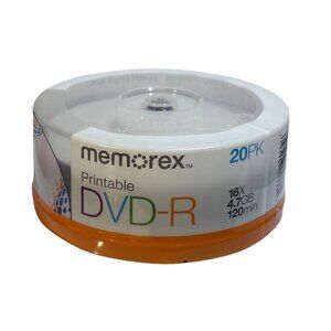 Memorex 20 Pack Printable DVD-R 16X 4.7GB 120-Min Recordable Discs New